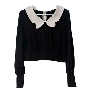 SHEIN Curve Women's Sweatshirt Hoodie Peter Pan Collar Puff Sleeve Size 0XL